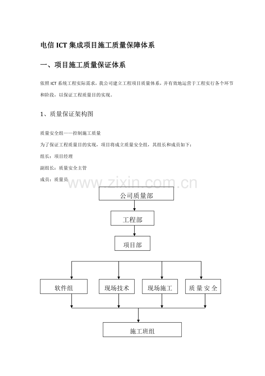 电信ICT系统集成综合项目综合项目施工质量保障标准体系.doc_第1页