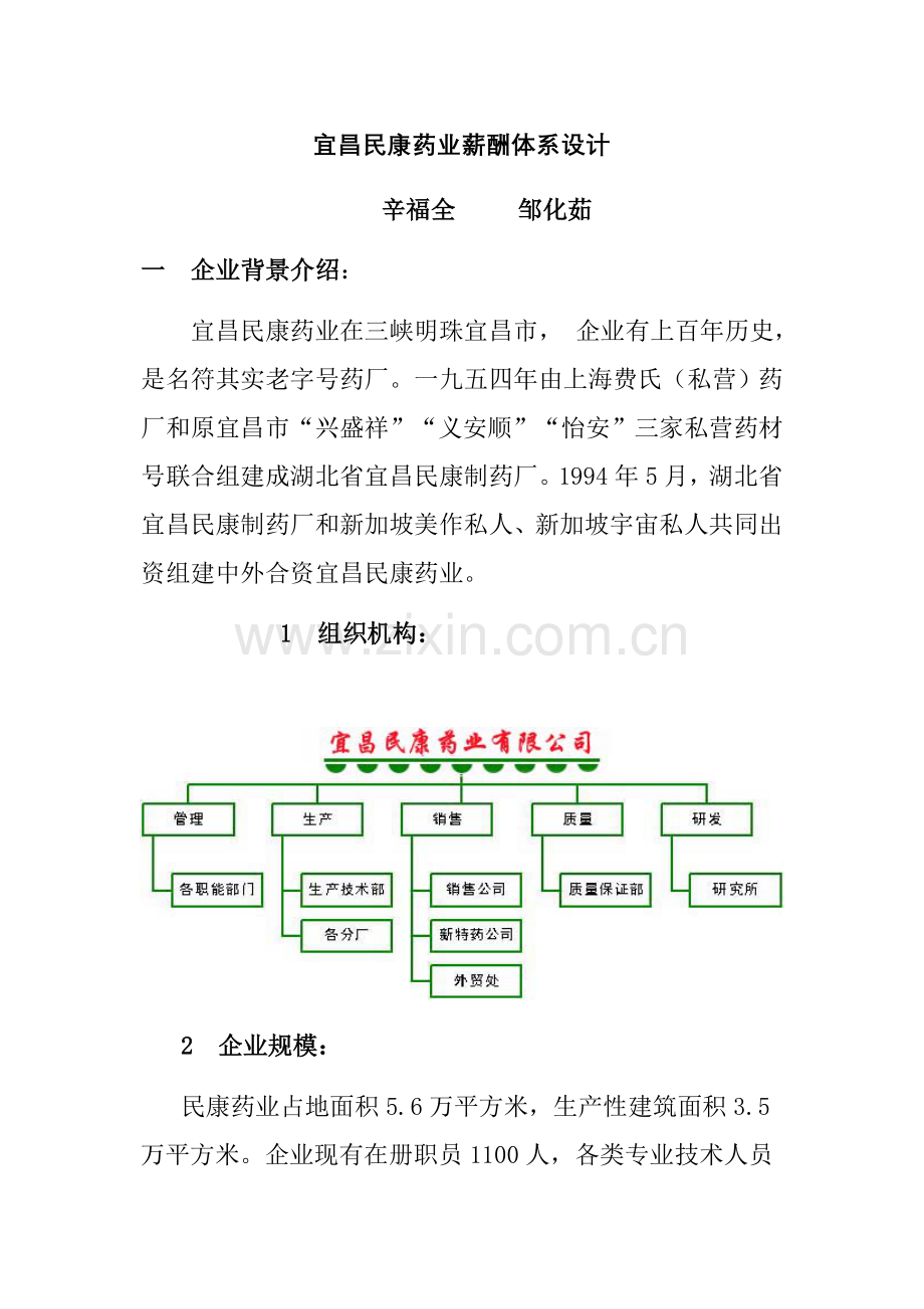 药业有限公司薪酬体系设计样本.doc_第1页