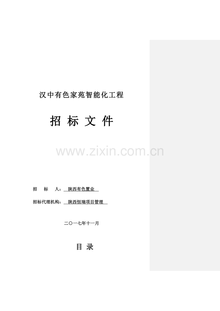 置业有限公司智能化工程招标文件模板.doc_第1页