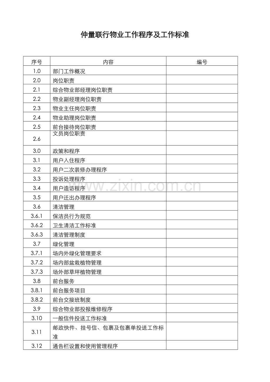 物业工作程序与工作标准样本.doc_第1页