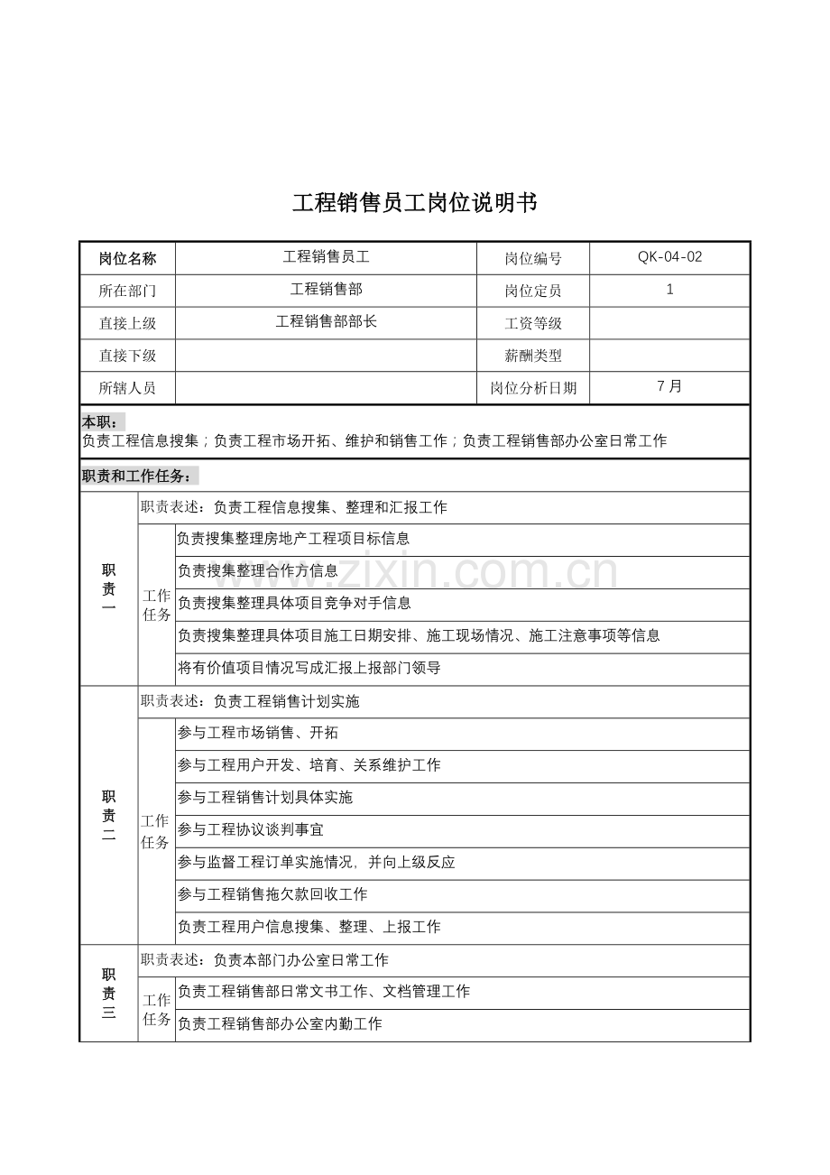 木业公司工程销售业务员岗位职责样本.doc_第1页