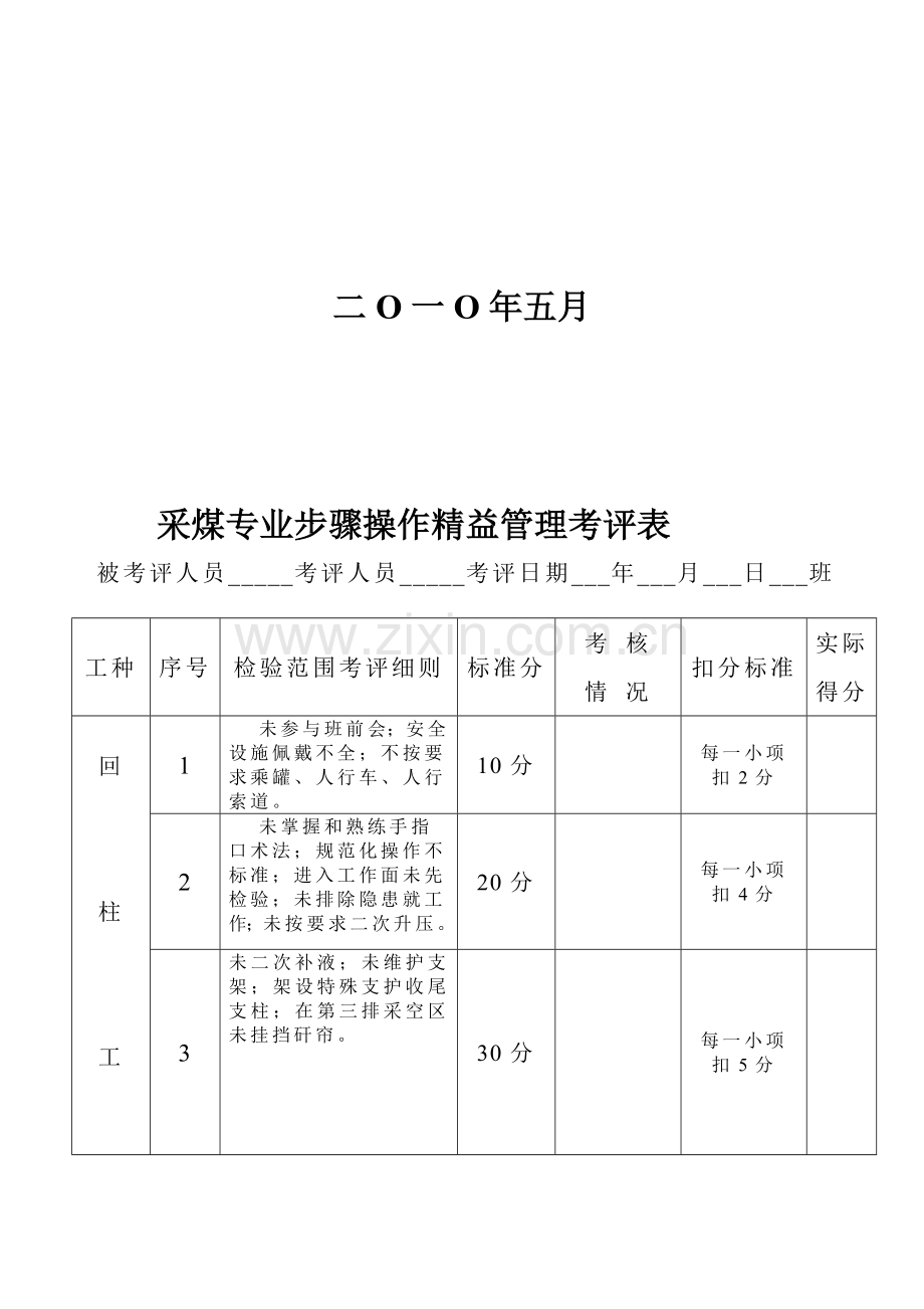 采煤专业流程操作精益管理考核细则模板.doc_第2页