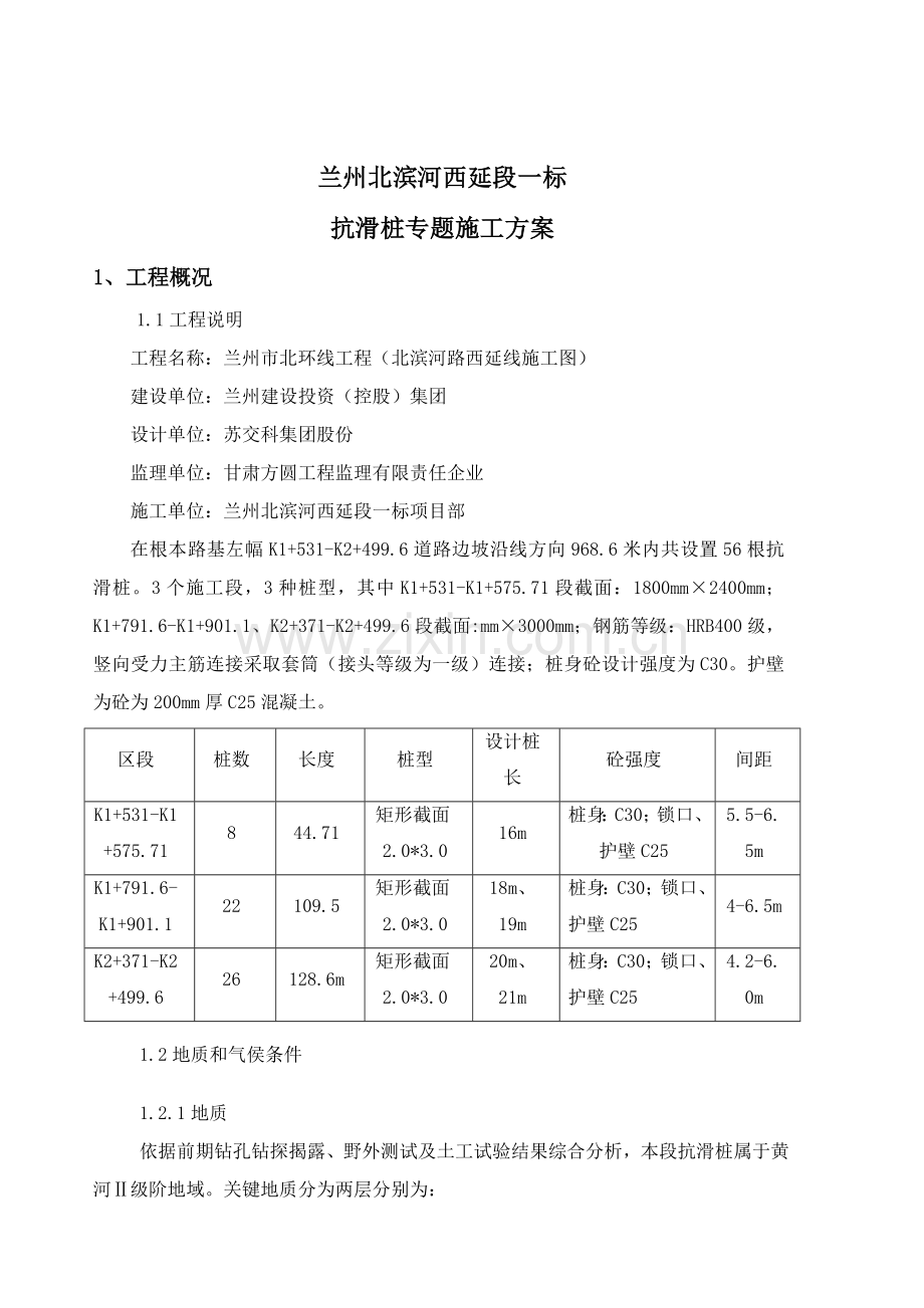 抗滑桩专项综合标准施工专业方案.doc_第1页