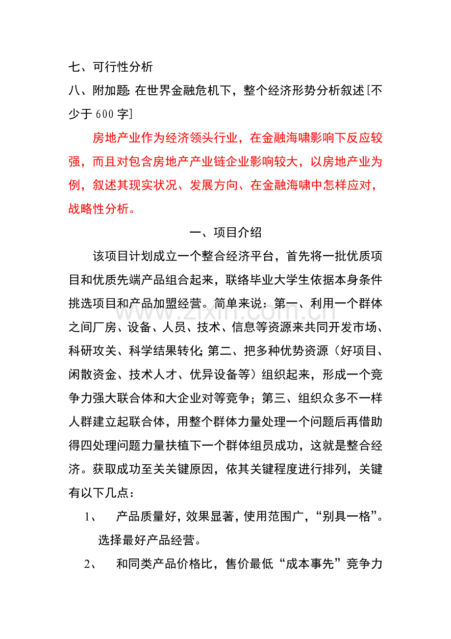 整合经济项目的商业计划书样本.doc_第2页