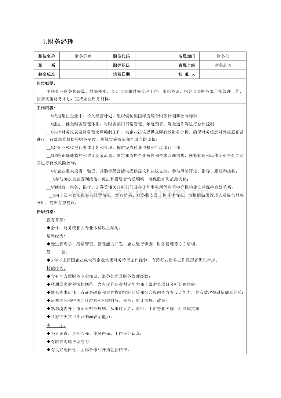 财务会计岗位说明书模板.docx_第2页