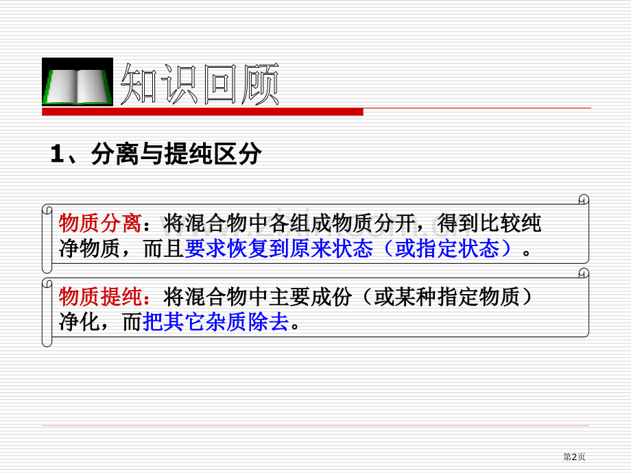 届高三一轮复习物质的分离和提纯新人教版原创省公共课一等奖全国赛课获奖课件.pptx_第2页