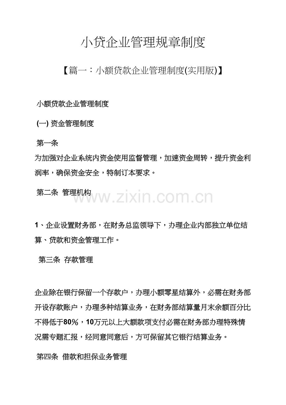 小贷公司管理专项规章新规制度.docx_第1页