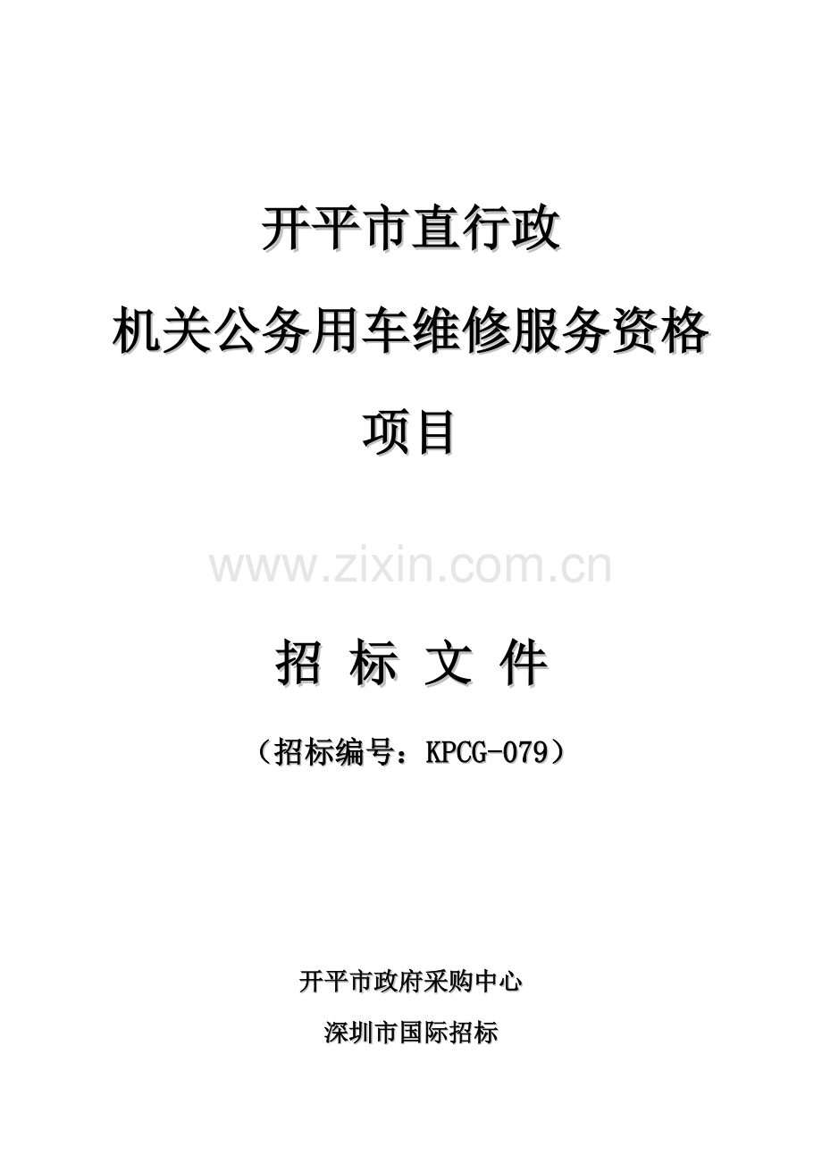 招标文件行政事业单位公务用车维修服务项目模板.doc_第1页