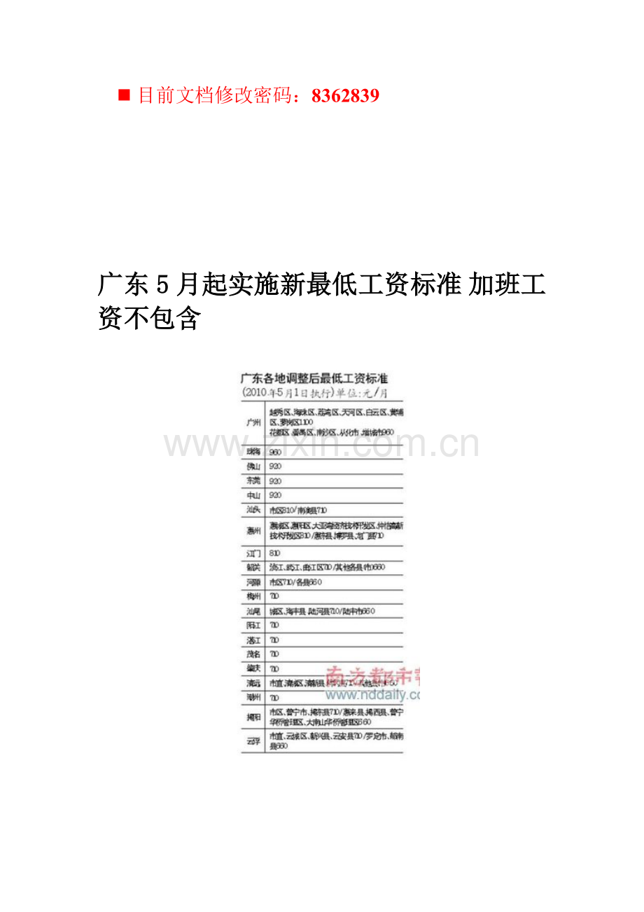 执行新最低工资标准制度样本.doc_第1页