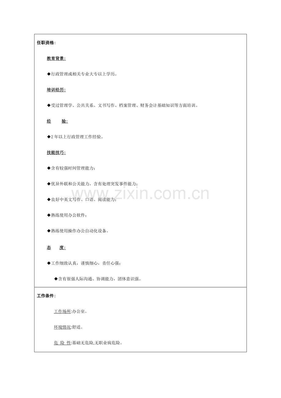 行政助理岗位说明书样本样本.doc_第2页