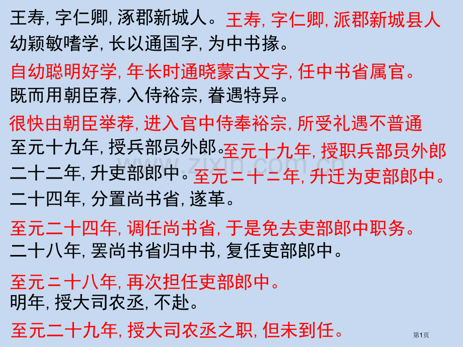 文言文王寿传·元史省公共课一等奖全国赛课获奖课件.pptx_第1页