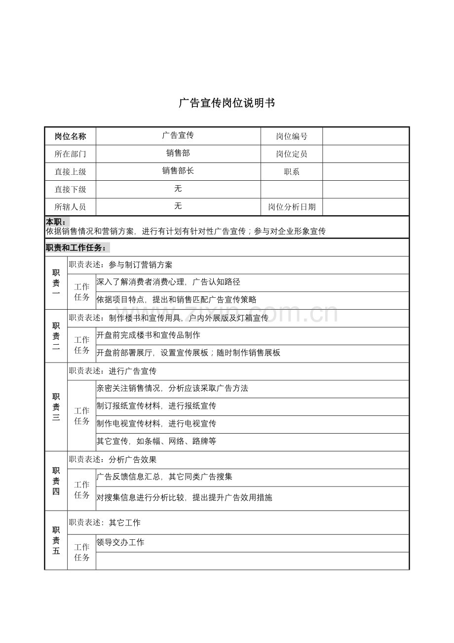 销售部广告宣传岗位职责样本.doc_第1页