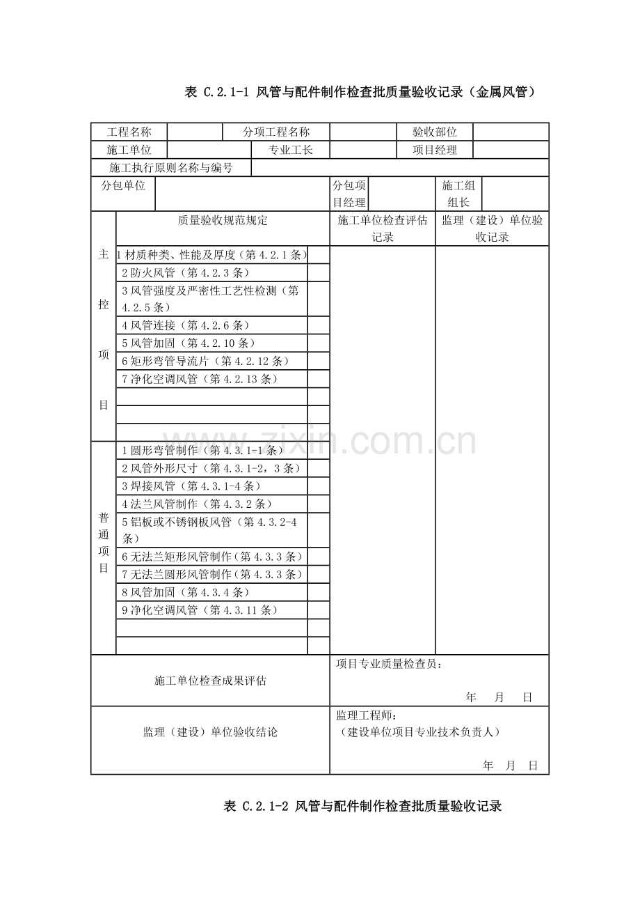 通风与空调综合项目工程综合项目施工质量验收标准规范验收表格.doc_第2页