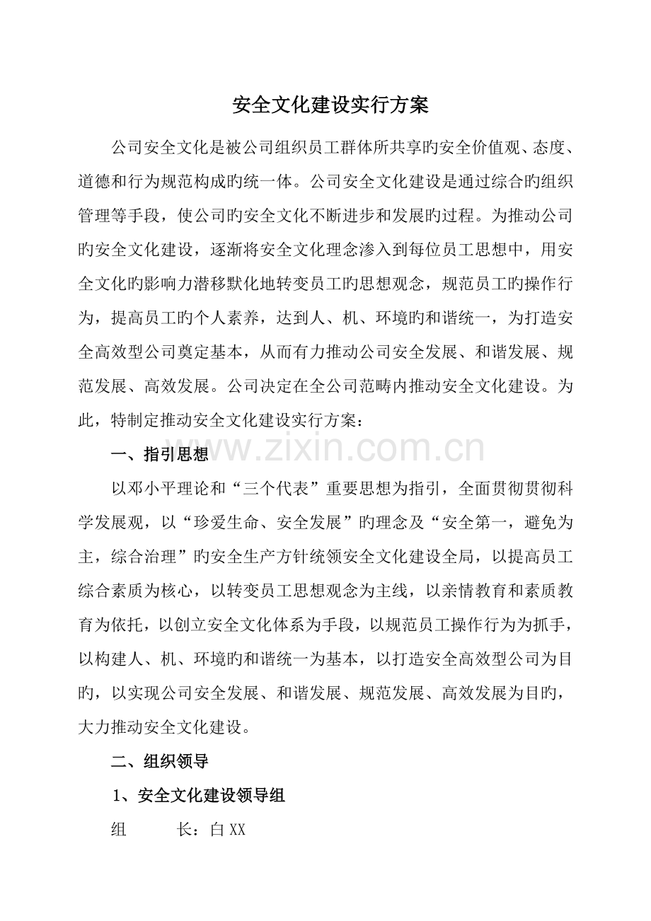 电力企业安全文化建设实施专题方案参考.docx_第1页