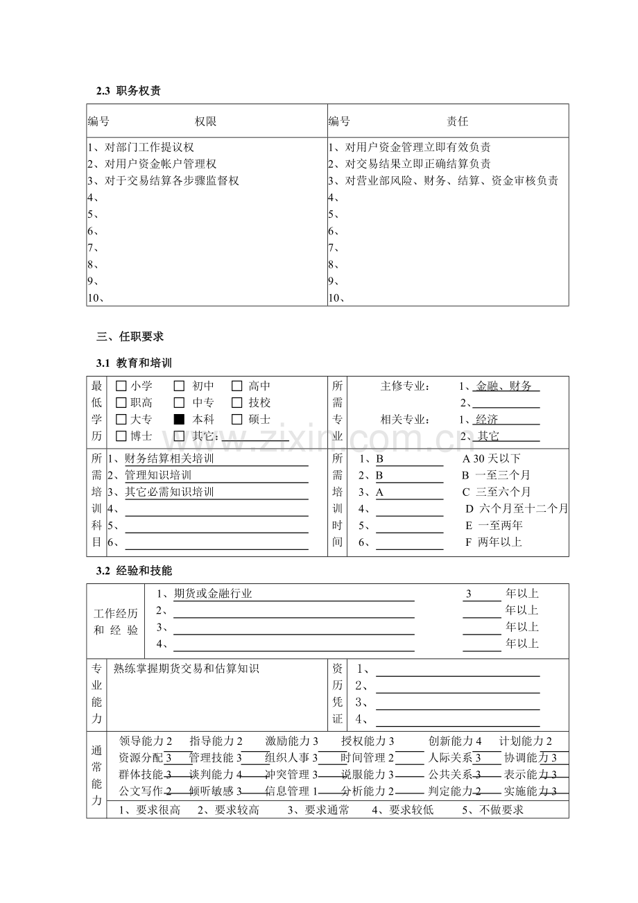 结算财务部部门副经理岗位职责样本.doc_第3页