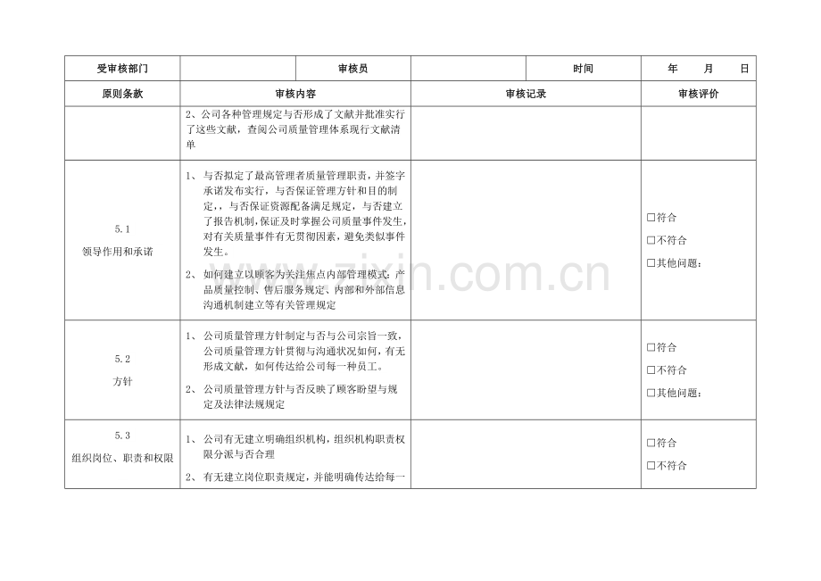 质量管理标准体系内审表.doc_第2页