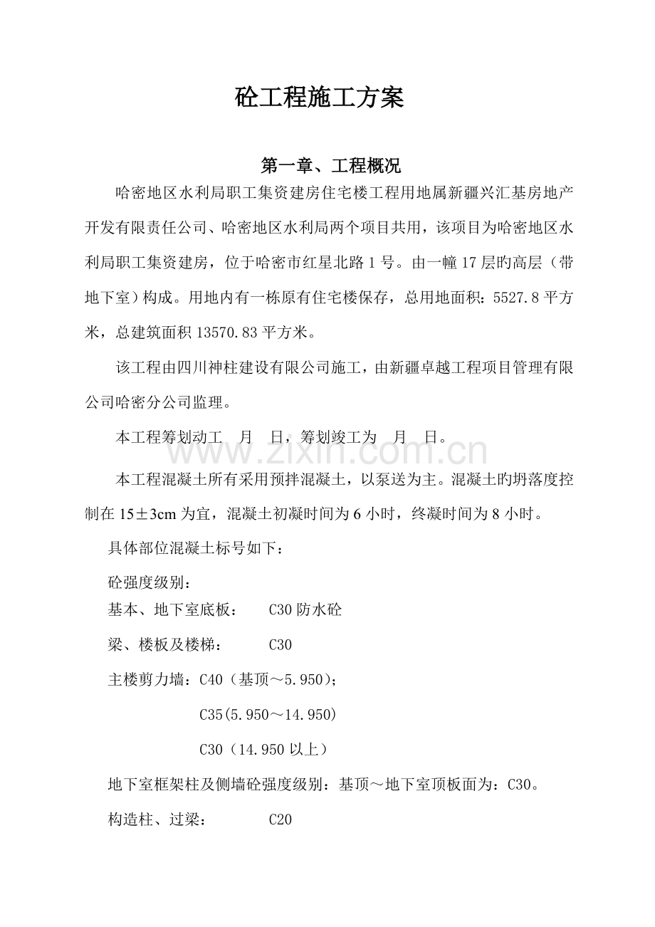 混凝土浇筑综合施工专题方案.docx_第1页