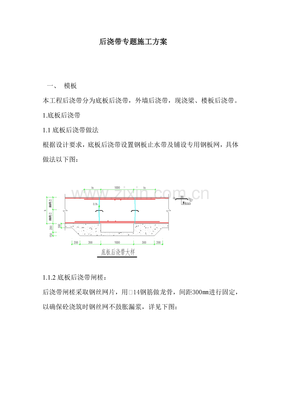 筏板基础后浇带专项综合项目施工专项方案.doc_第1页