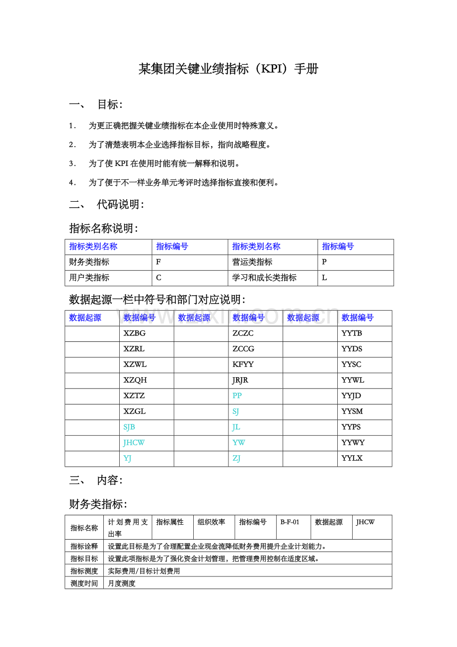 集团关键业绩指标KPI手册(2)模板.doc_第1页