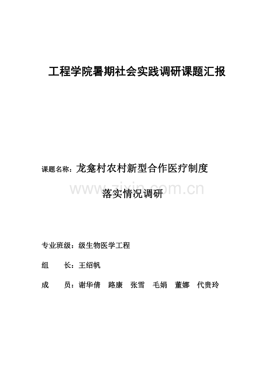 暑期社会实践新型农村合作医疗核心制度调查分析报告.docx_第1页