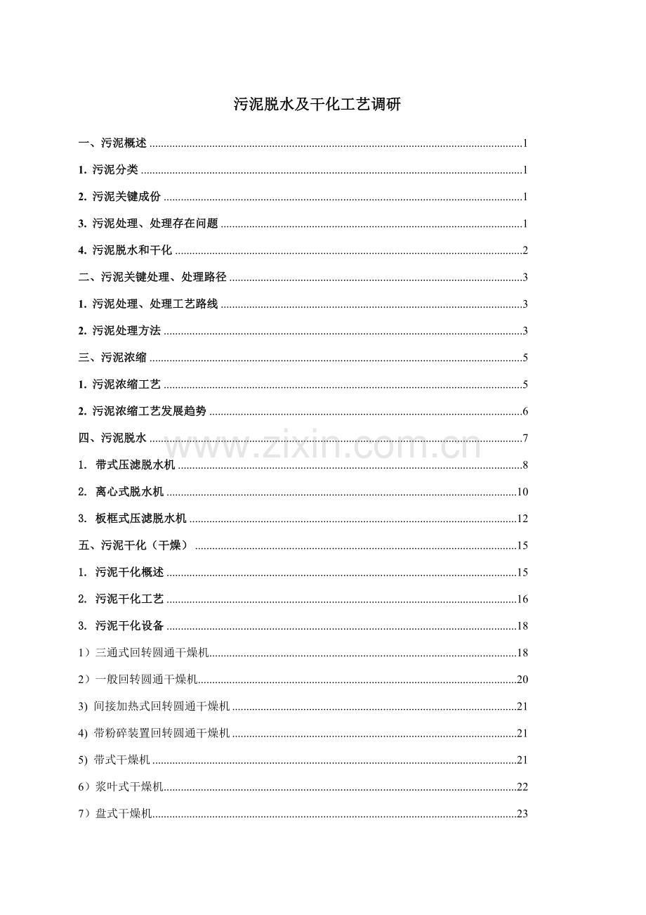 污泥脱水及干化工艺调研模板.doc_第1页