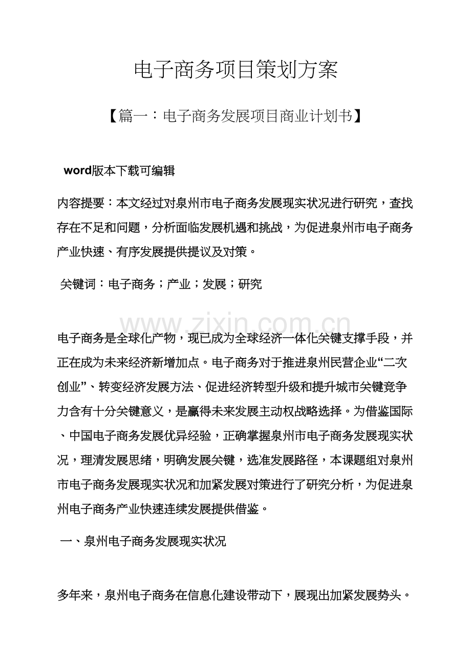 电子商务综合项目专业策划专项方案.docx_第1页