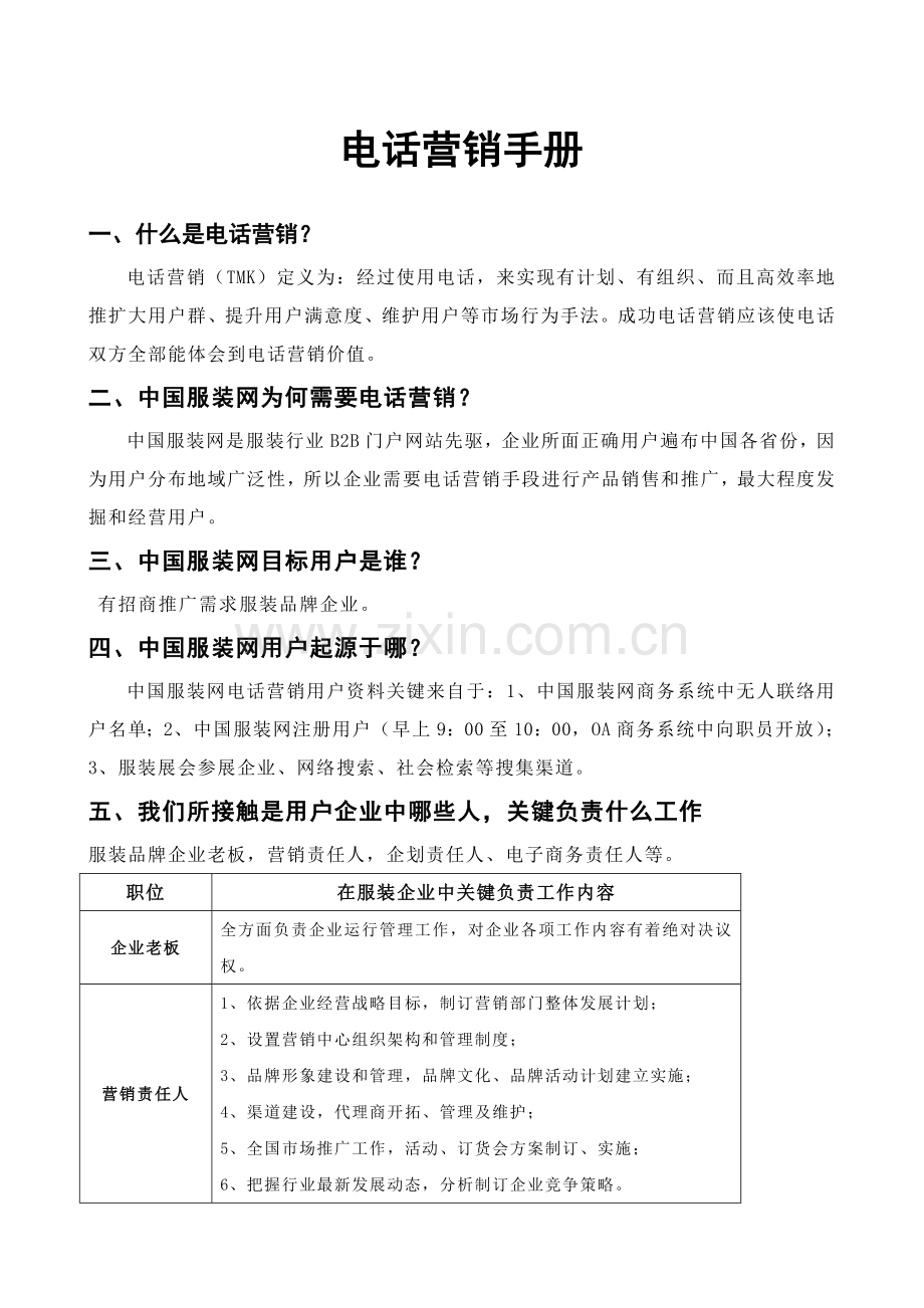 电话营销手册模板.doc_第1页