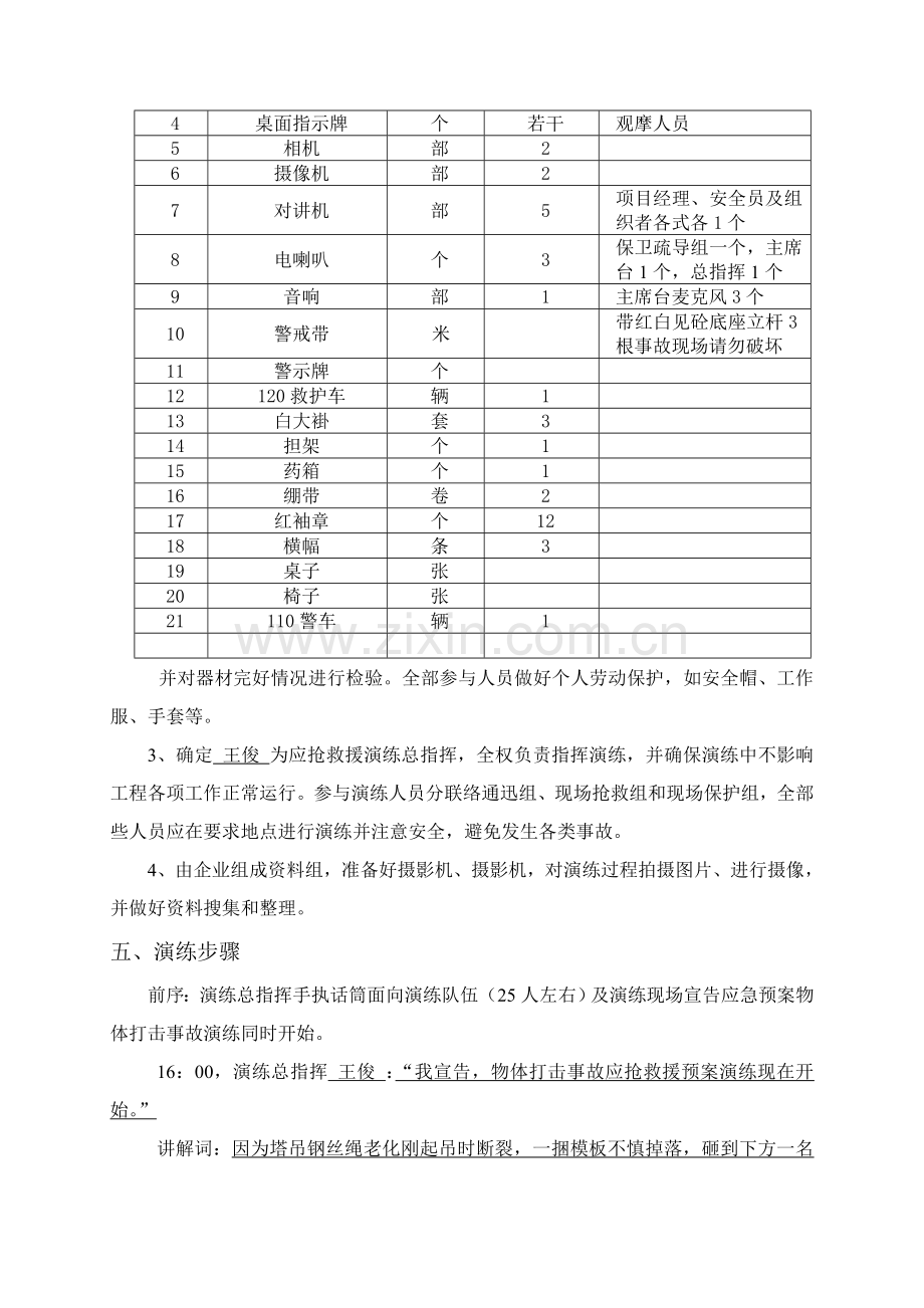 经典建筑工地物体打击应急专题预案演练带图片.doc_第2页