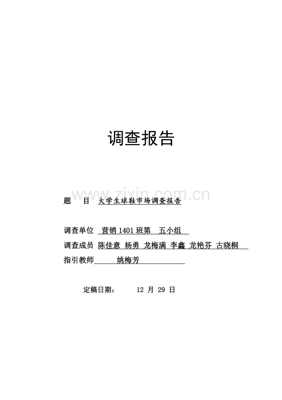 大学生球鞋市场调查汇总报告(2).docx_第1页