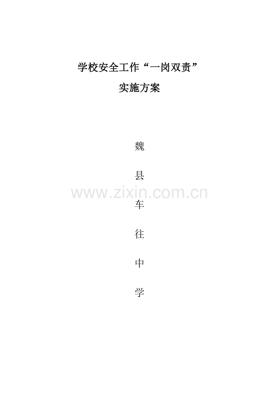 学校安全工作一岗双责实施专项方案.doc_第1页