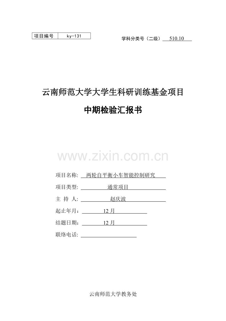 两轮自平衡小车智能控制研究应用中期调查报告书.doc_第1页