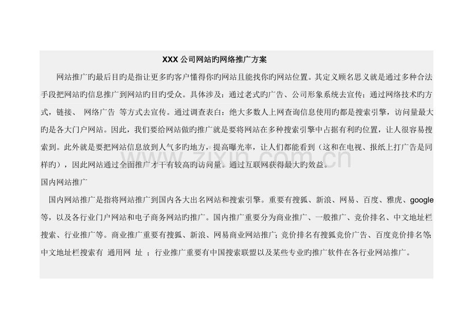 公司网站的网络推广专题方案.docx_第1页