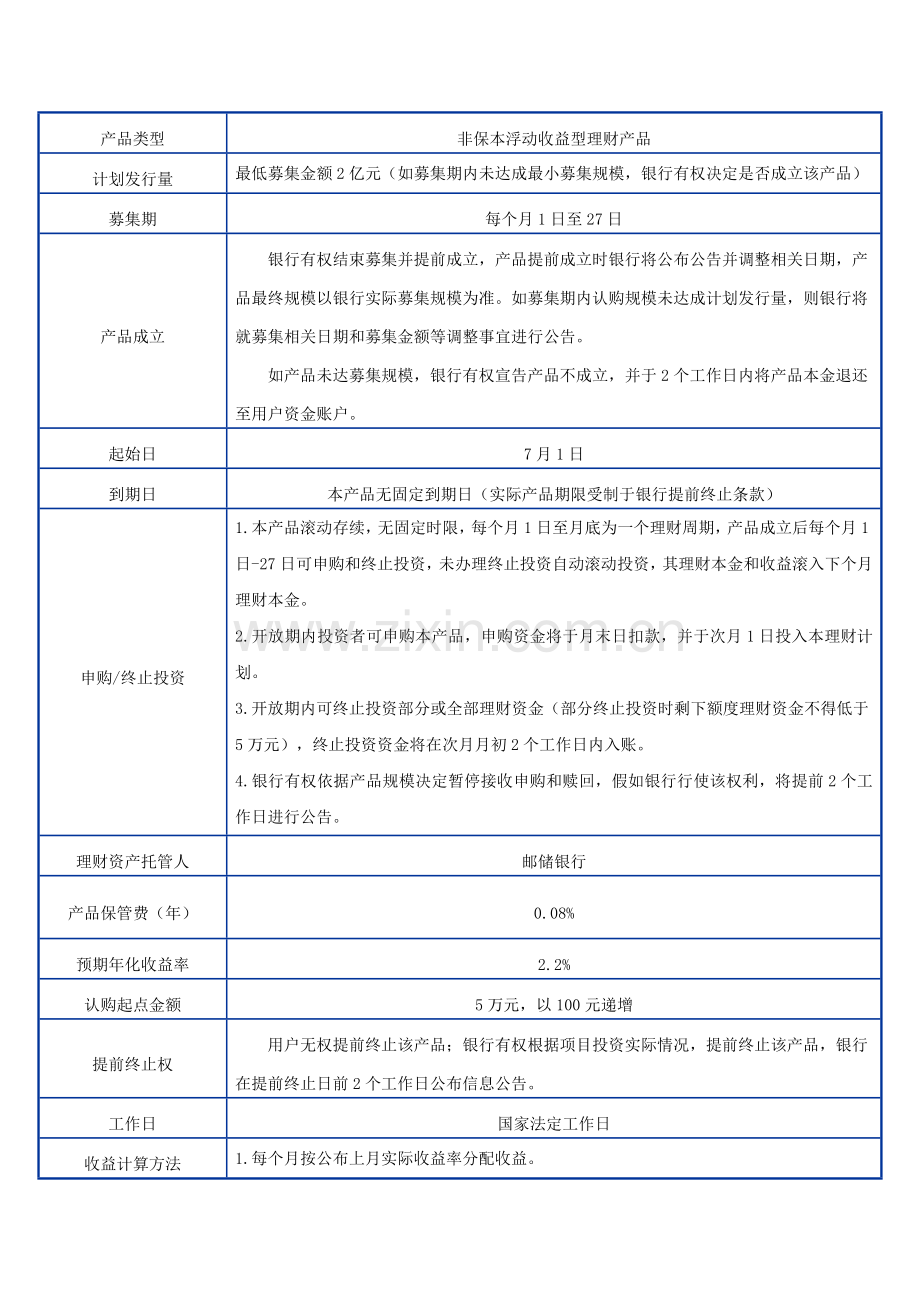 中国邮政储蓄银行财富系列之月月升人民币理财产品新版说明书.doc_第2页