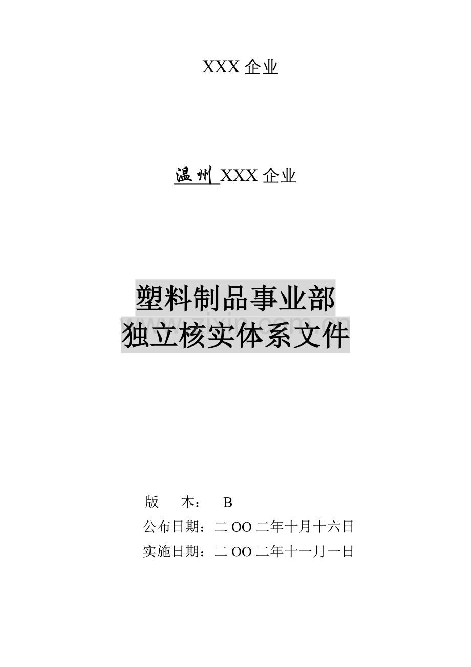 公司塑料制品事业部独立核算体系文件模板.doc_第1页