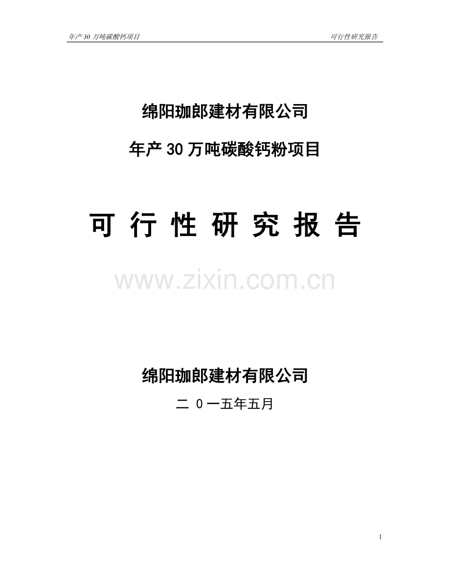 年产30万吨碳酸钙粉建设项目申请建设可行性分析研究报告.doc_第1页