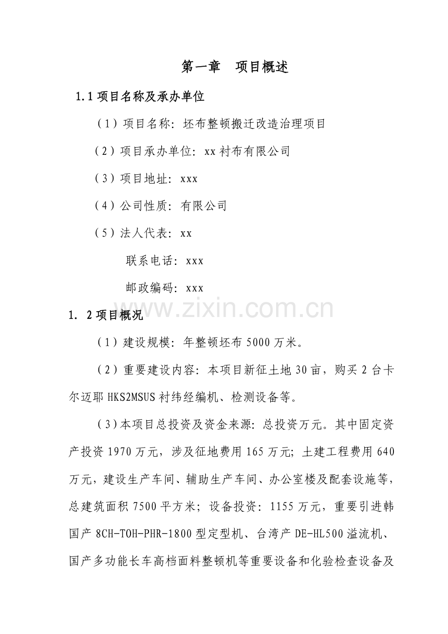 县染整搬迁整理专项项目可行性专题研究报告.docx_第1页