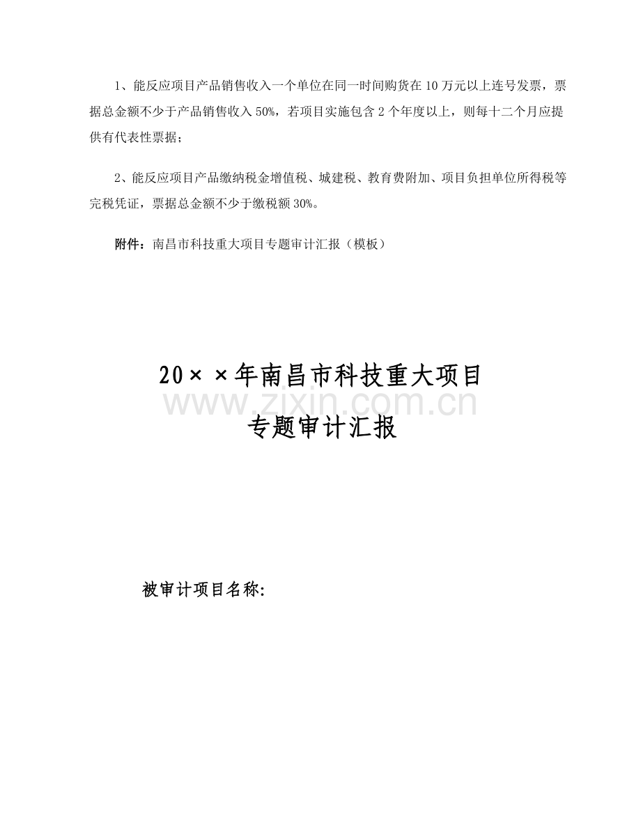 南昌市科技重大优质项目验收财务专项审计基础报告格式.doc_第2页