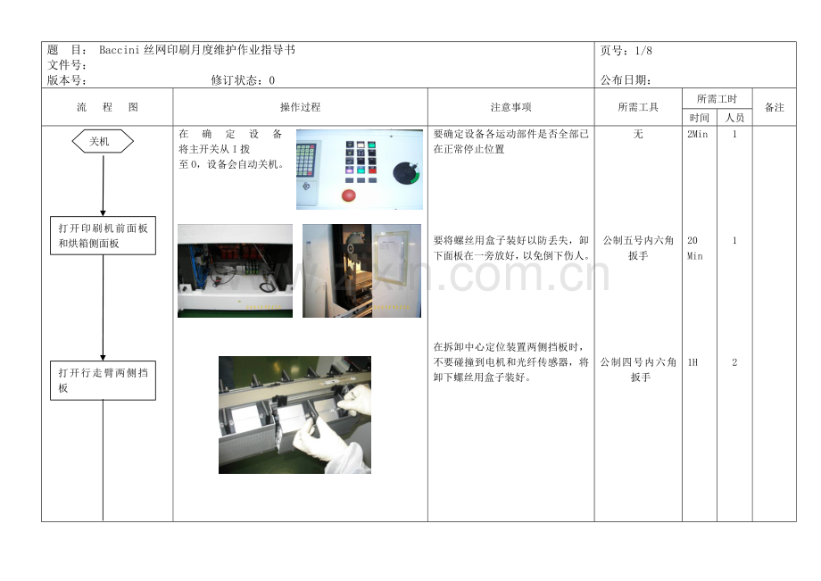 丝印设备月度维护维修手册模板.doc_第1页