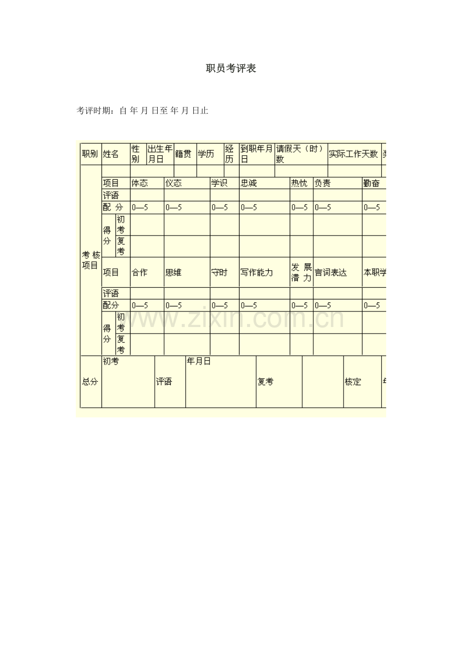 公司员工绩效考核表格汇总模板.doc_第2页