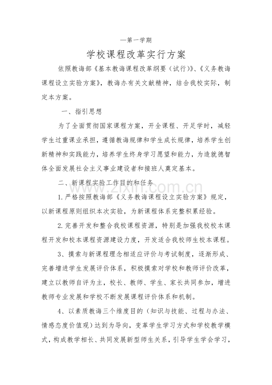 学校课程改革实施专项方案.doc_第1页