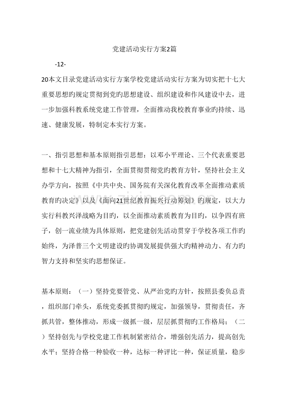 党建活动实施专题方案篇.docx_第1页