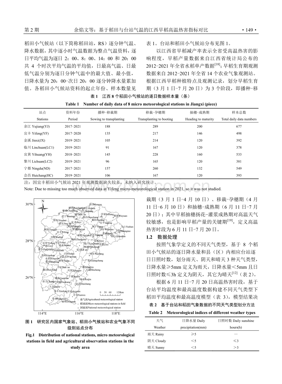 基于稻田与台站气温的江西早稻高温热害指标对比.pdf_第3页