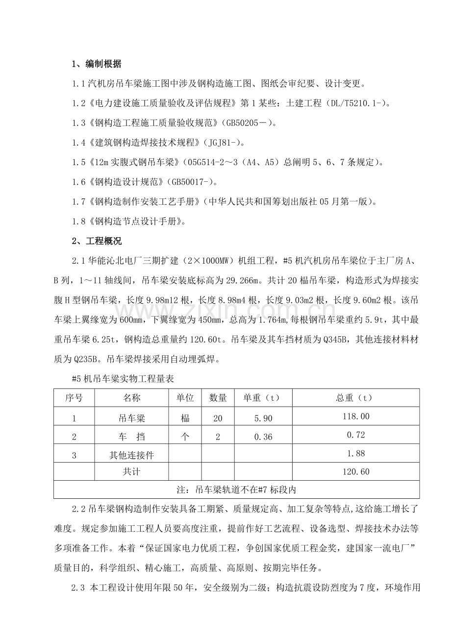 吊车梁制作安装综合项目施工专项方案.doc_第1页