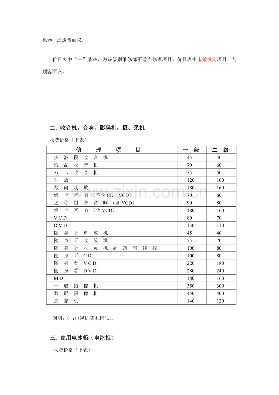 家电维修服务收费统一标准.doc_第2页