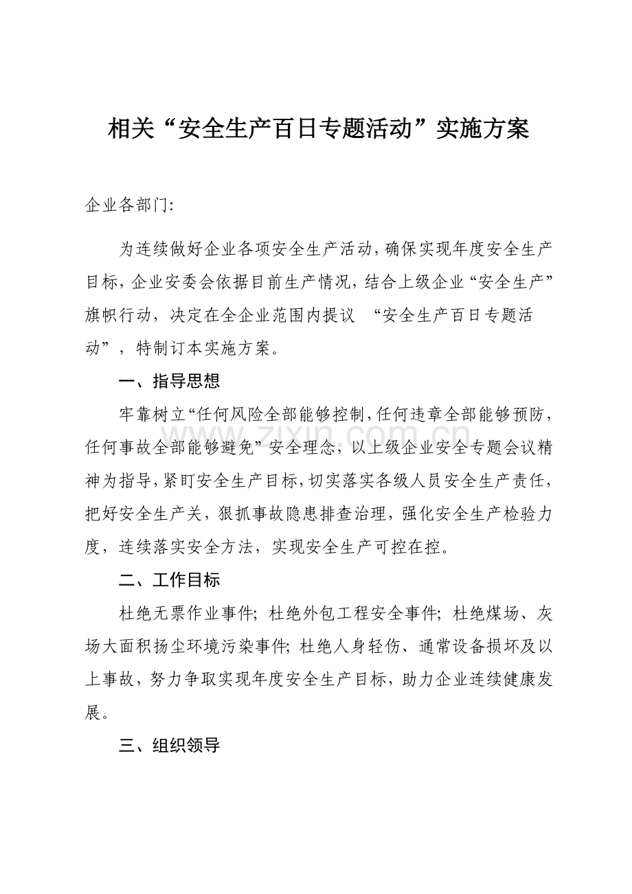 安全生产百日专项活动实施专项方案.docx_第1页