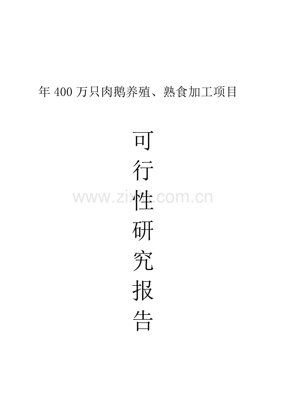 年400万只肉鹅养殖、熟食加工项目可行性研究报告.doc_第1页