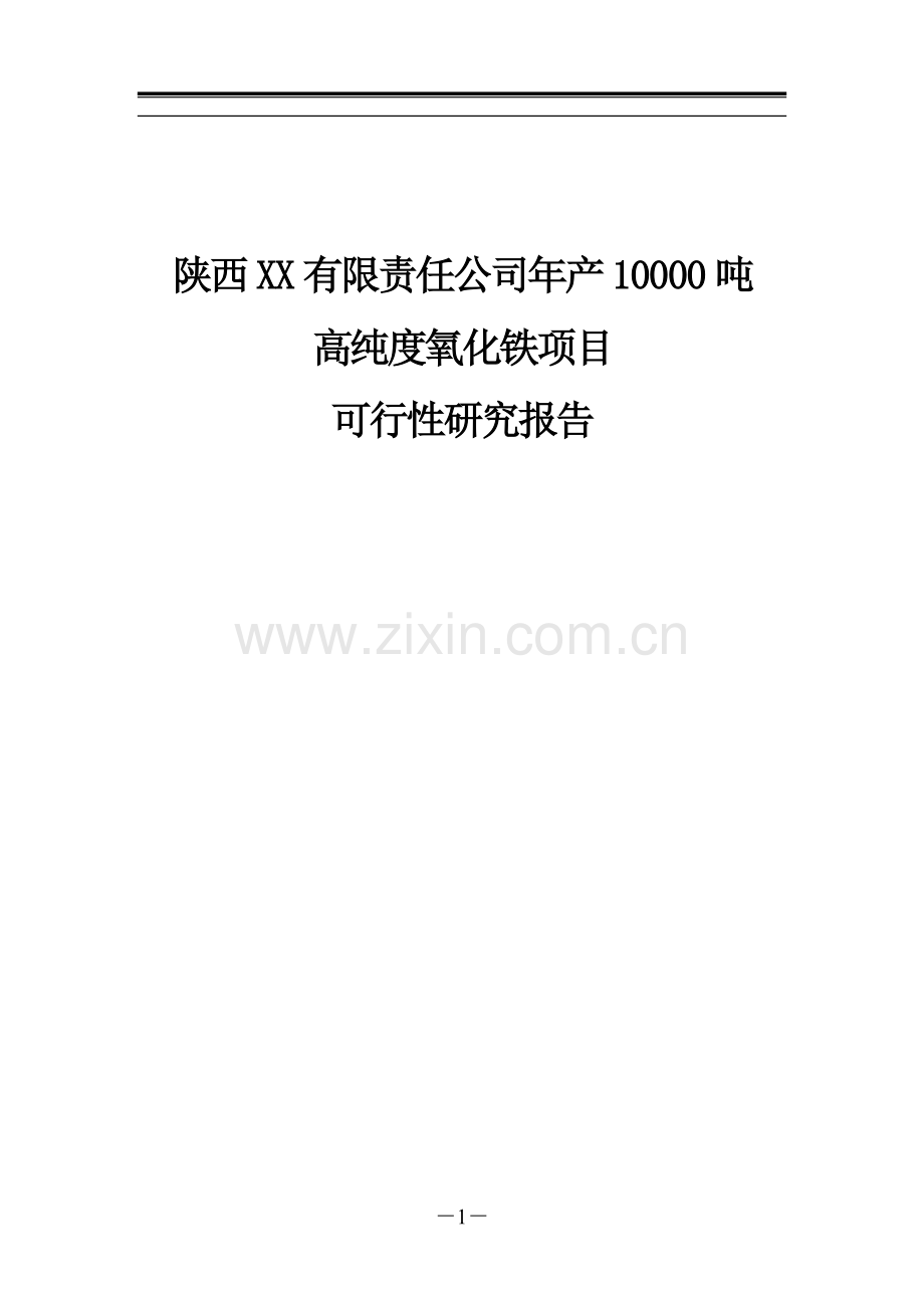 年产10000吨高纯度氧化铁项目可行性研究报告(p95页)优秀投资可行性研究报告书.doc_第1页