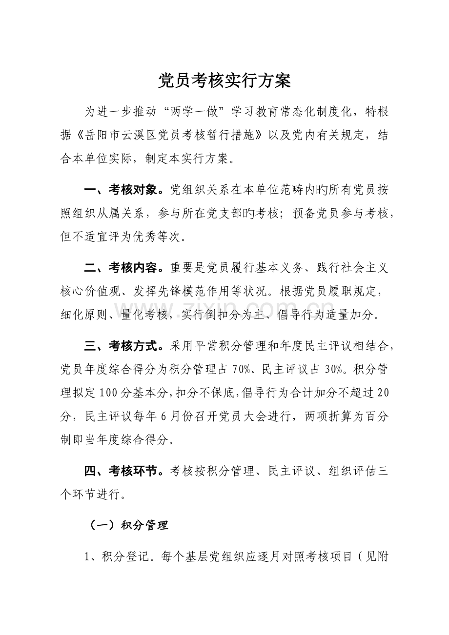 党员考评实施专题方案.docx_第1页