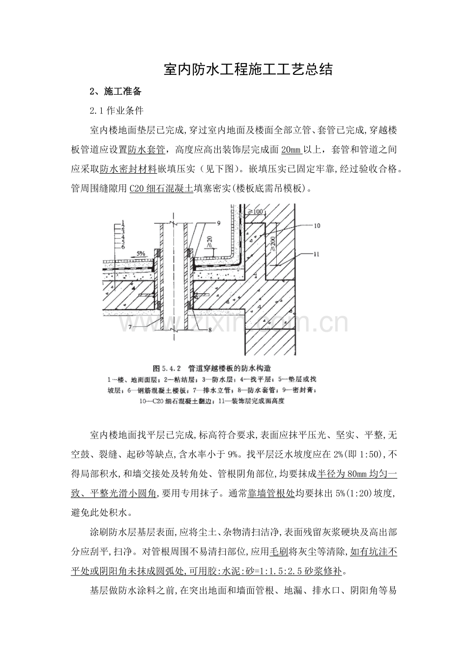 室内防水综合项目工程综合项目施工基本工艺总结.docx_第1页