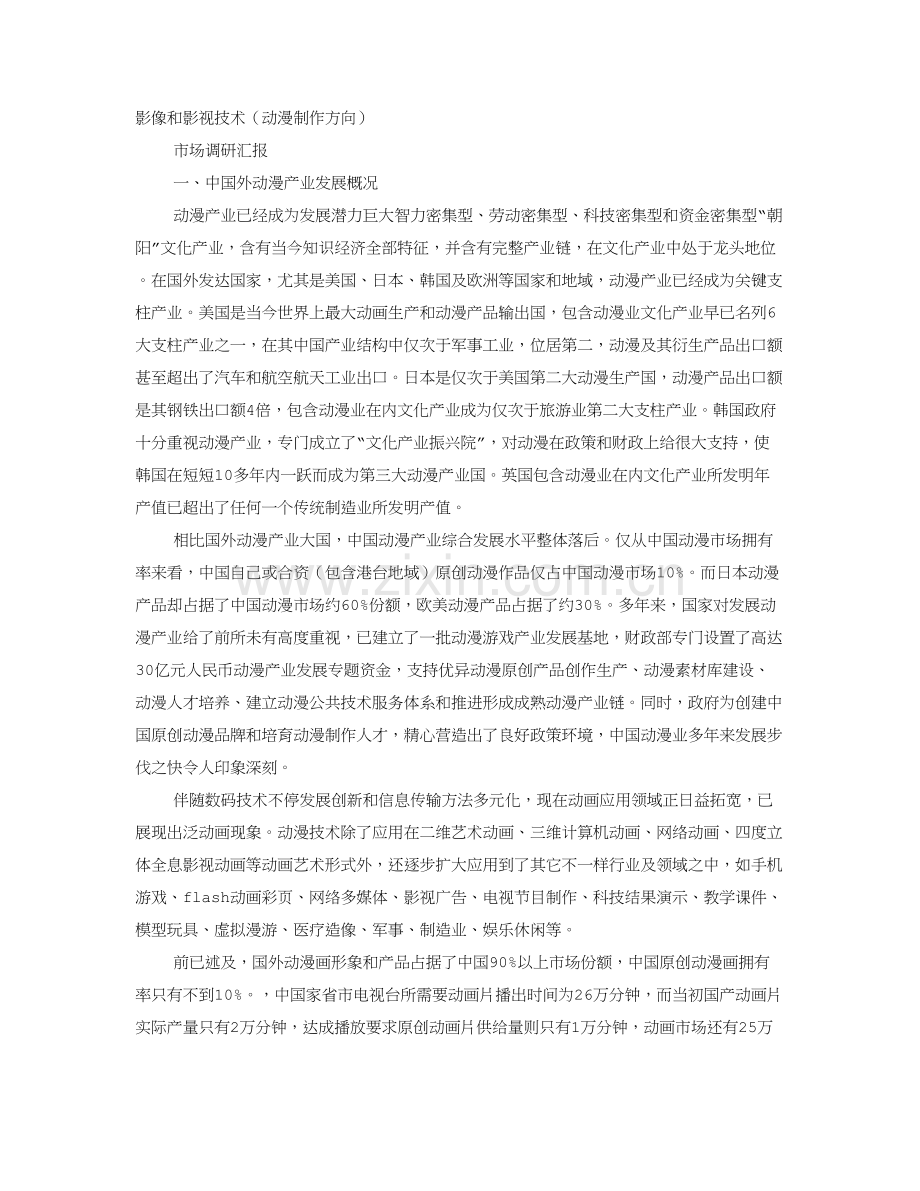 动画专业调研研究报告.doc_第1页